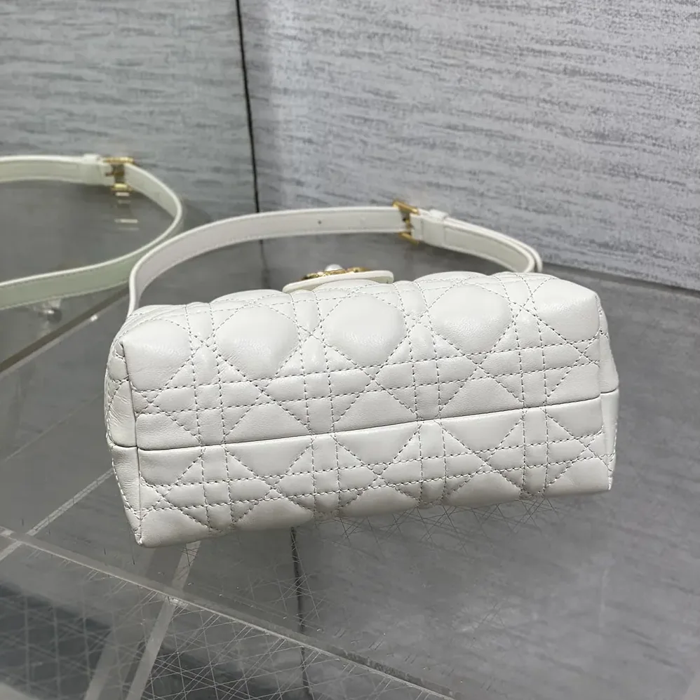 Dior Dior Jolie Top Handle Mini Bag Latte Cannage Lambskin for Women