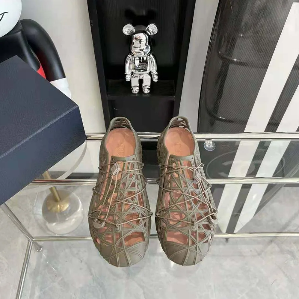 Dior Warp Sandal Khaki Cosmo Rubber with Warped Cannage Motif for Men