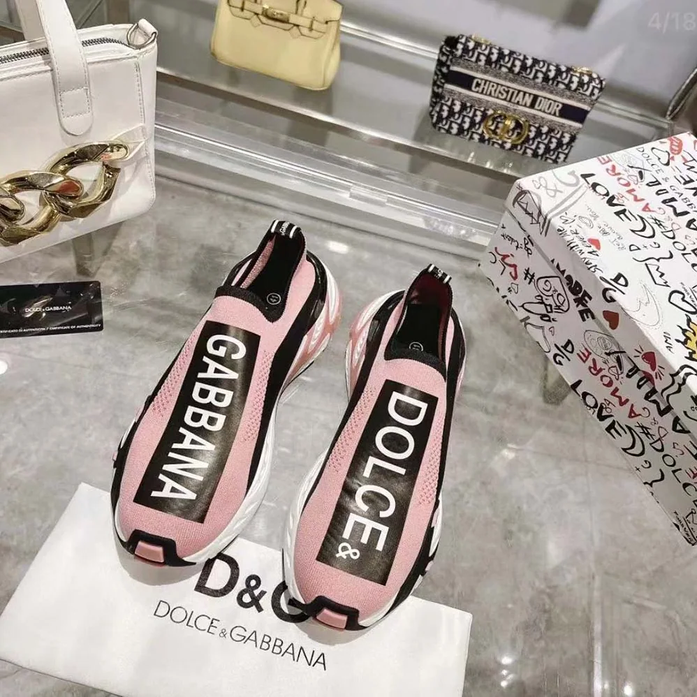 Dolce Gabbana D&G Stretch Mesh Fast Sneakers for Women in Pink