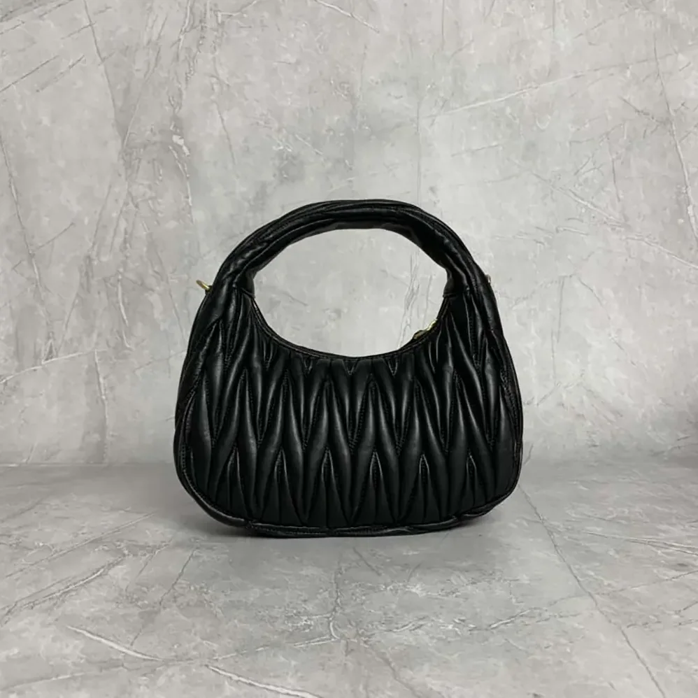 Miu Miu Wander Matelassé Nappa Leather Hobo Bag for Women in Black Miu Miu Wander Matelassé Nappa Leather Hobo Bag for Women in Black