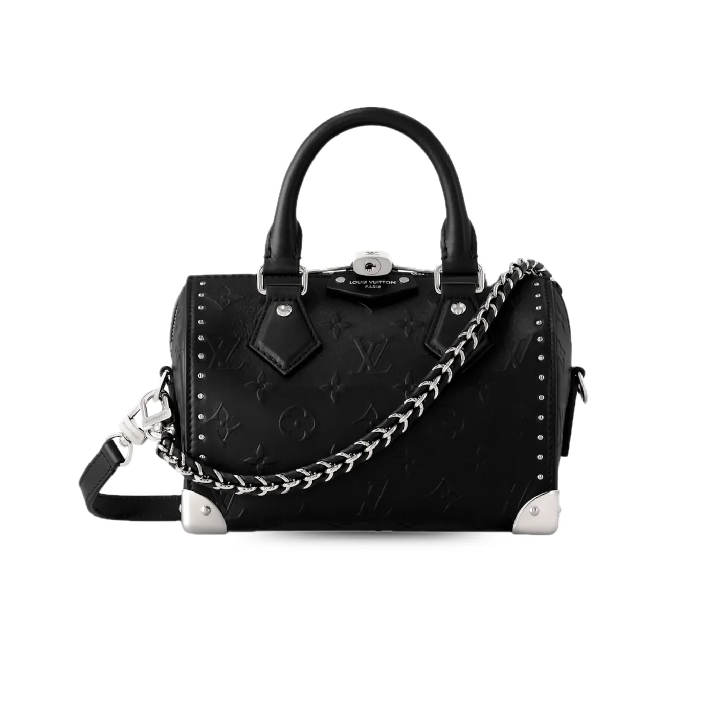 Louis Vuitton Speedy Trunk 20 Top Handle Bag in Black Silver Hardware