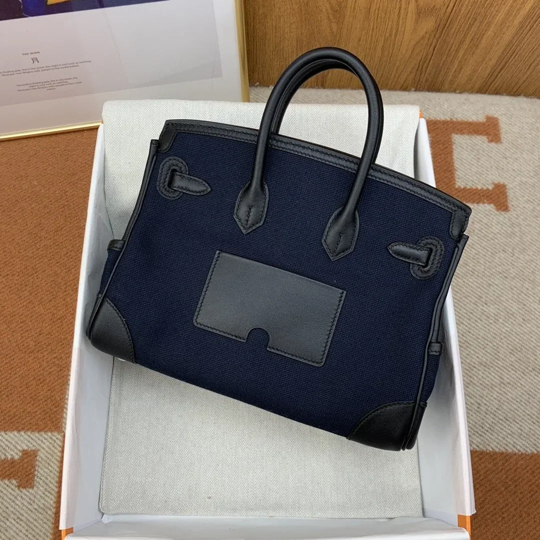 Hermes Birkin Cargo 25 Top Handle Bag in Dark Blue Silver Hardware