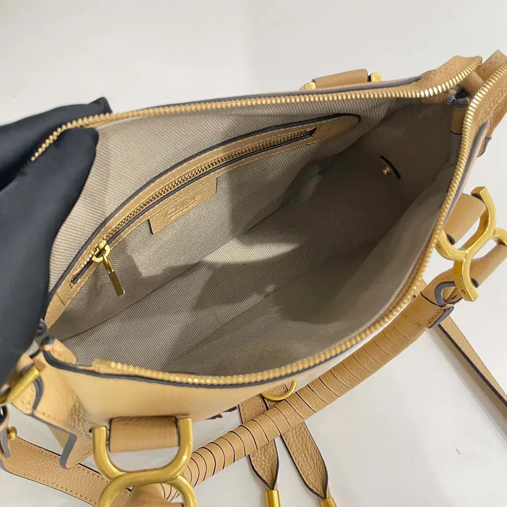 Chloe Small Marcie Bag in Grained Leather for Women in Milky Brown Chloe Small Marcie Bag in Grained Leather for Women in Milky Brown