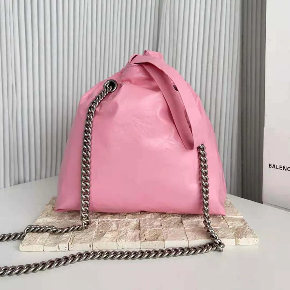 Balenciaga Crush Small Tote Bag in Pink Crushed Calfskin for Women Balenciaga Crush Small Tote Bag in Pink Crushed Calfskin for Women