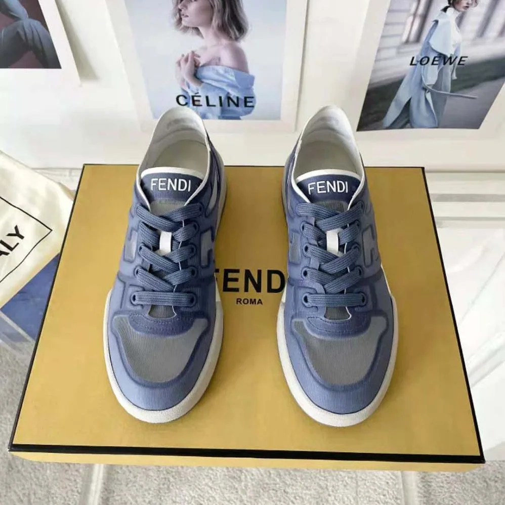 Fendi Match Blue Mesh Low Tops for Unisex