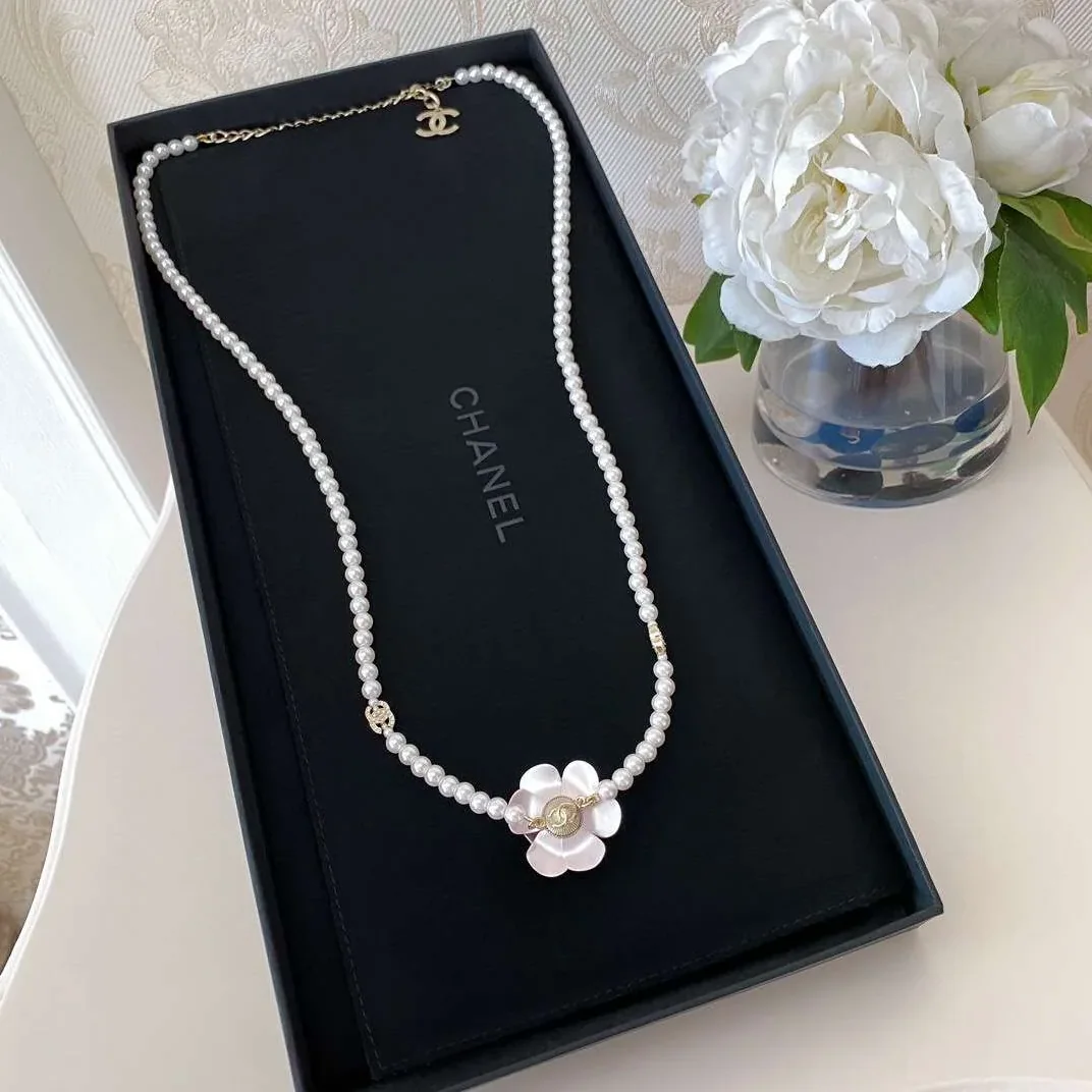 Chanel Flower Necklace White