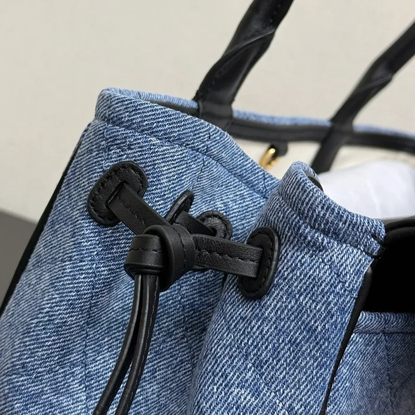 Chanel Small Shopping Shoulder Bag in Blue/ Black Gold Hardware Chanel Small Shopping Shoulder Bag in Blue/ Black Gold Hardware