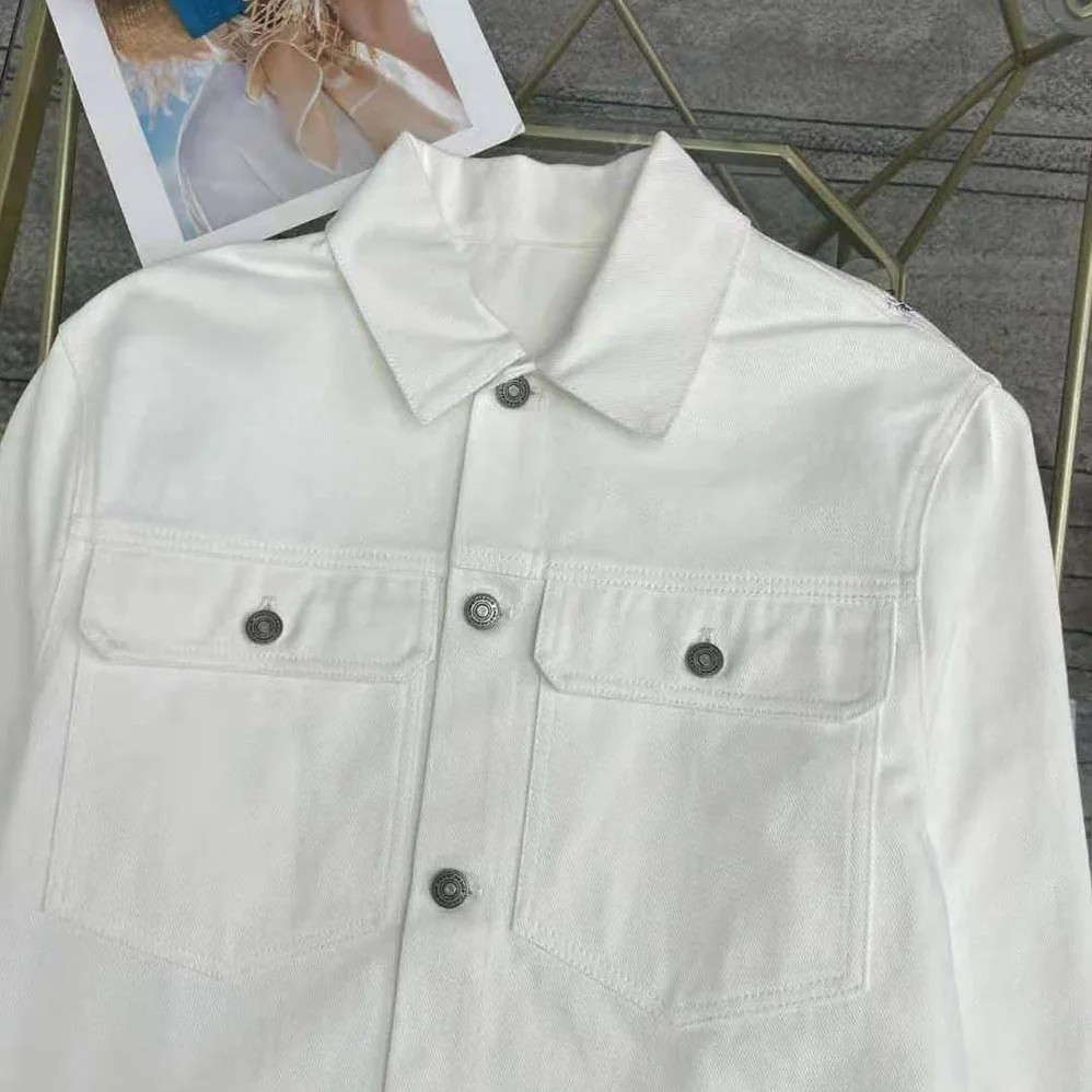 Dior Jacket White Cotton Denim with Blue Rêve D'Infini Motif for Women