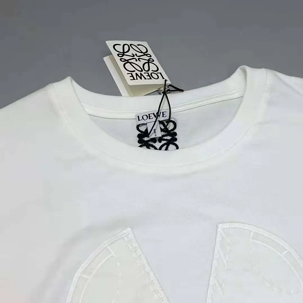 Loewe Elephant Embroidered T-Shirt in Cotton for Women in White