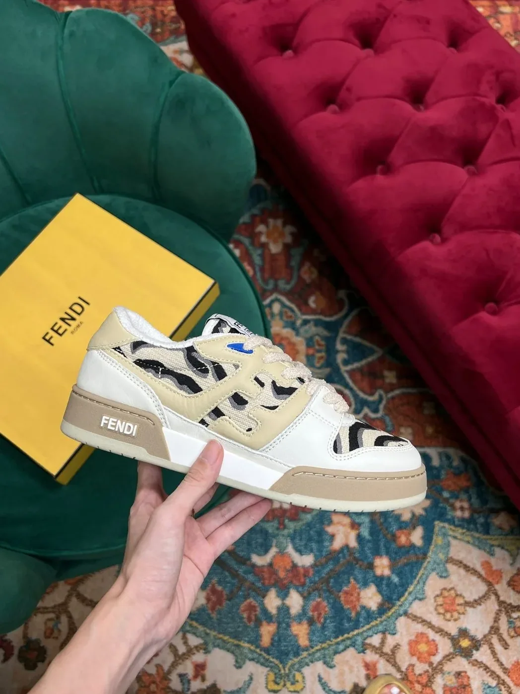 Fendi Match Low Tops In Beige Fendi Match Low Tops In Beige
