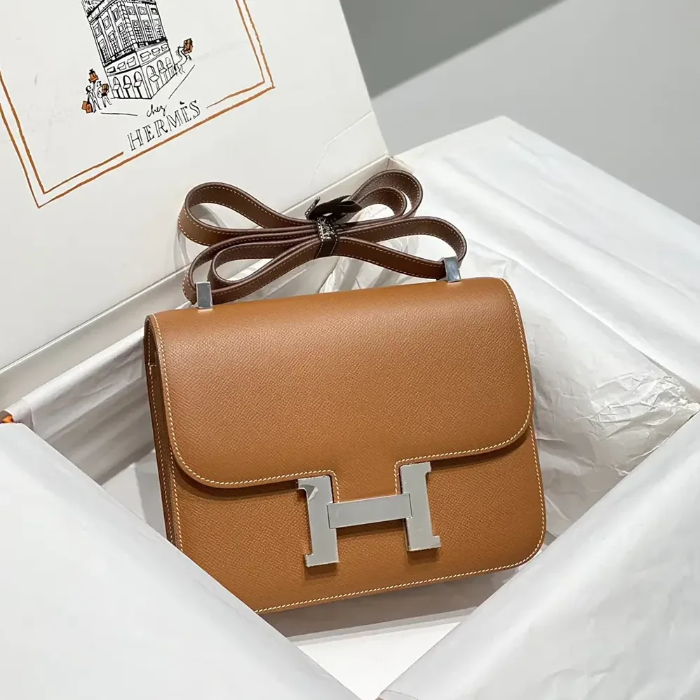 Hermes Constance 18 Bag Epsom Leather for Women in Brown/Silver Hermes Constance 18 Bag Epsom Leather for Women in Brown/Silver