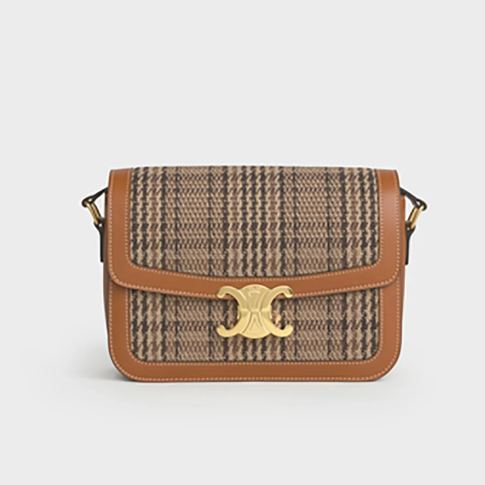 Celine Medium Triomphe Bag in Triomphe Textile and Calfskin for Women