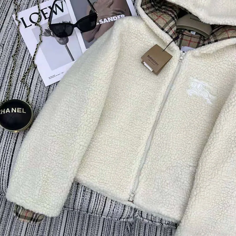 Burberry EKD Fleece Hooded Jacket for Men in White