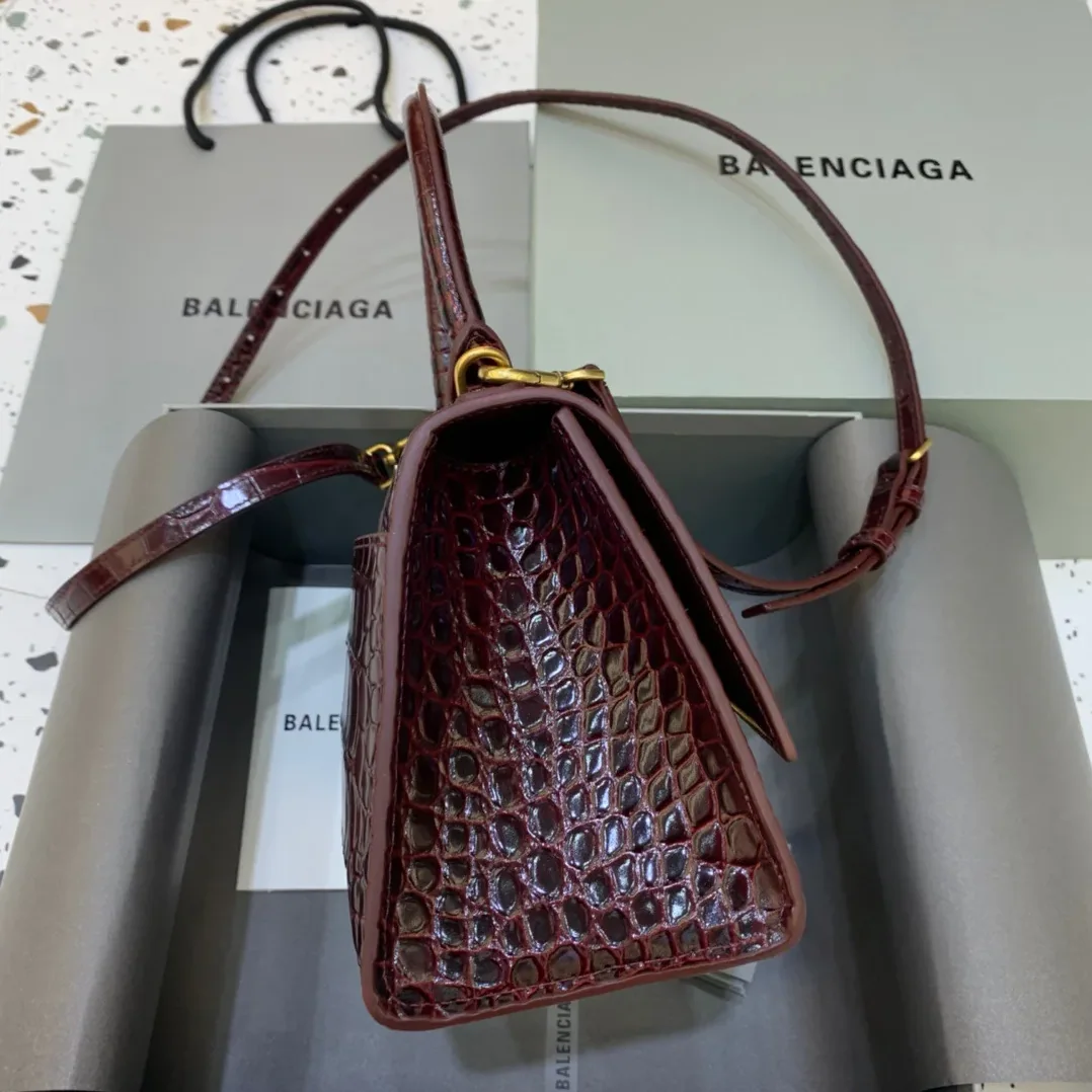 Balenciaga Hourglass Small Handbag In Dark Red Balenciaga Hourglass Small Handbag In Dark Red