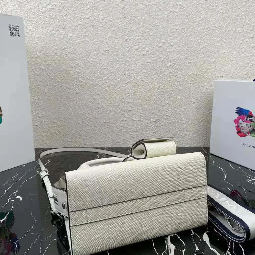 Prada Saffiano Leather Prada Monochrome Bag for Women in White Prada Saffiano Leather Prada Monochrome Bag for Women in White