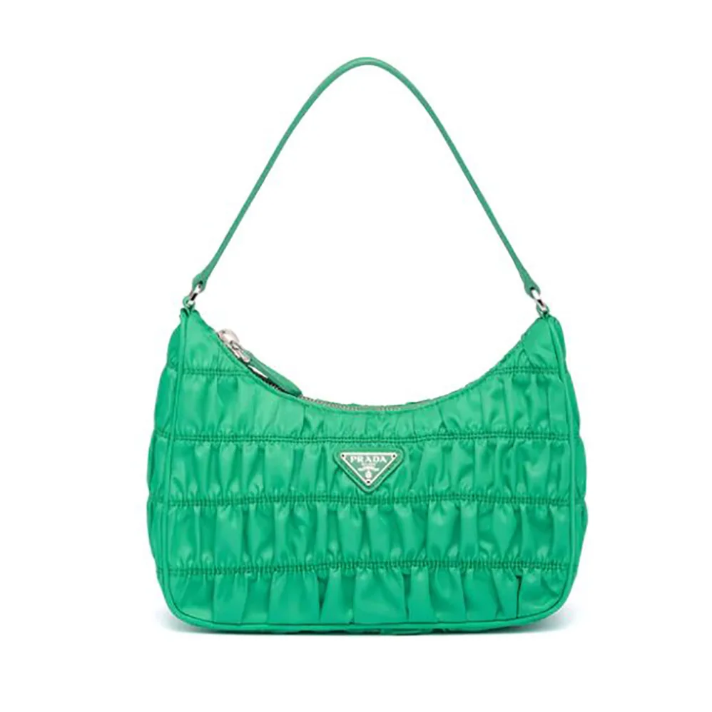 Prada Nylon and Saffiano Leather Mini Bag for Women in Green Prada Nylon and Saffiano Leather Mini Bag for Women in Green