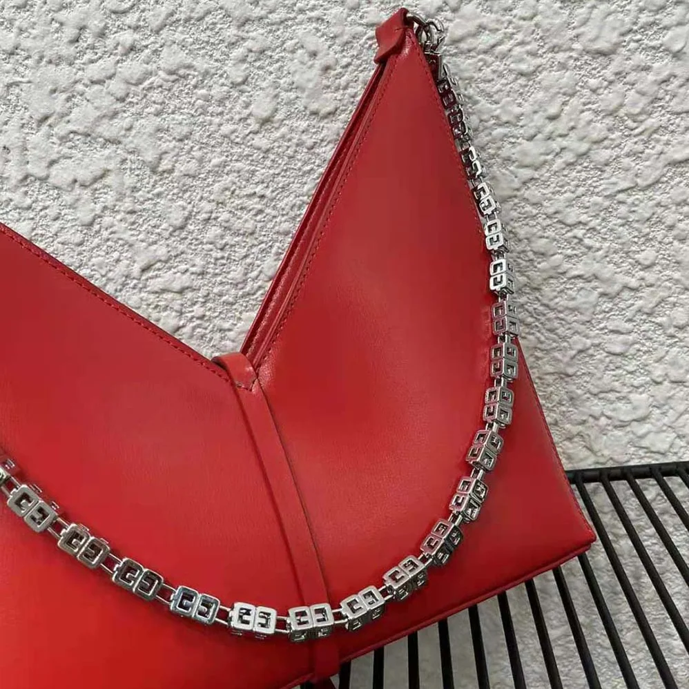 Givenchy Small Cut Out Bag in Box Leather with Chain for Women in Red