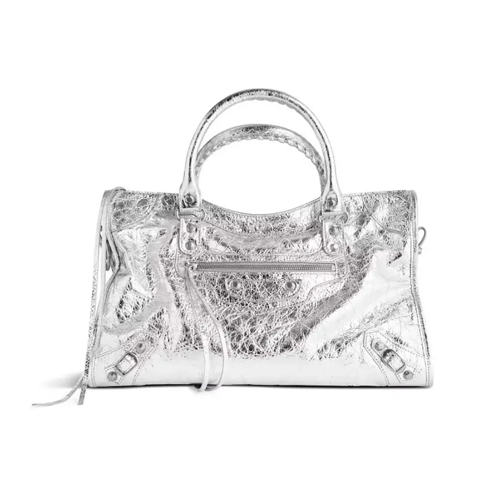 Balenciaga Le City Medium Bag Metallized in Silver for Women