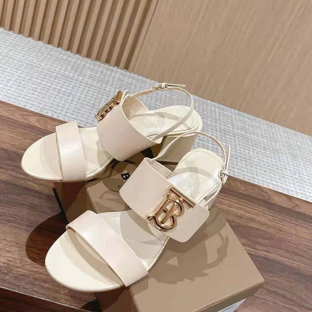Burberry Monogram Motif Leather Sandals for Women in White Burberry Monogram Motif Leather Sandals for Women in White