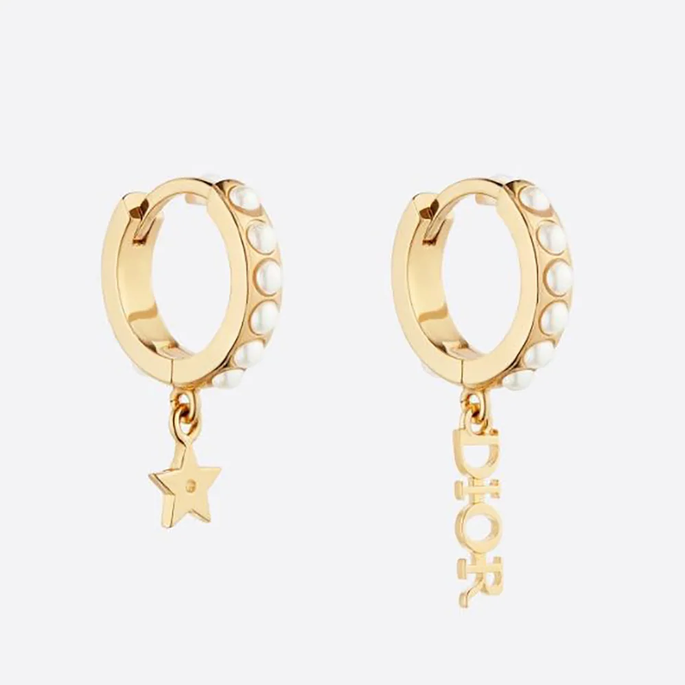Dior Dio(r)evolution Earrings Gold-Finish Metal and White Resin Pearls for Women
