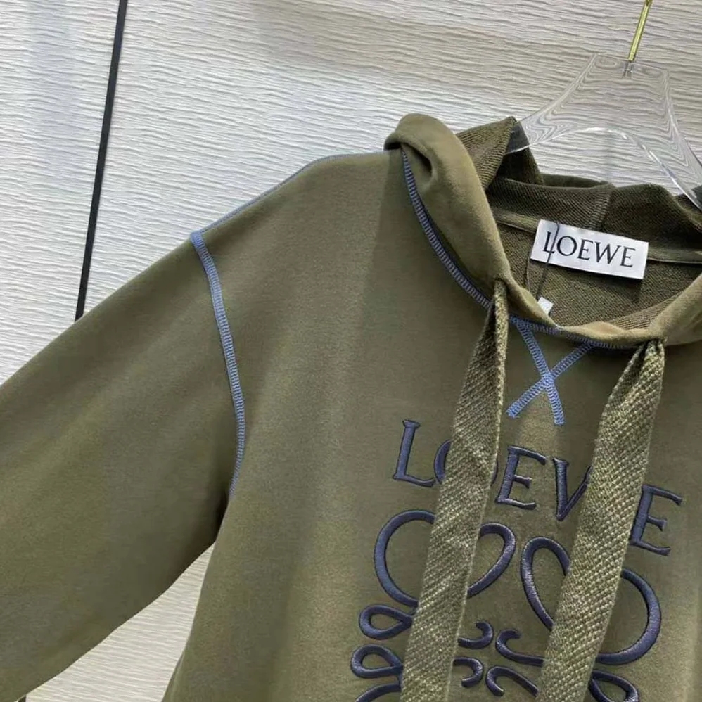 Loewe Anagram Hoodie in Cotton for Women in Green