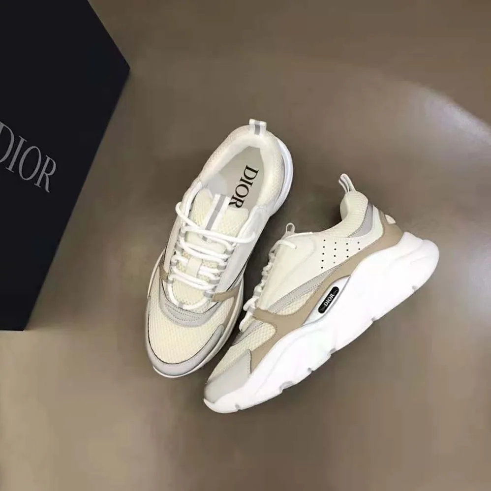 Dior B22 Sneaker Cream Technical Mesh with Beige and White Smooth Calfskin for Men Dior B22 Sneaker Cream Technical Mesh with Beige and White Smooth Calfskin for Men