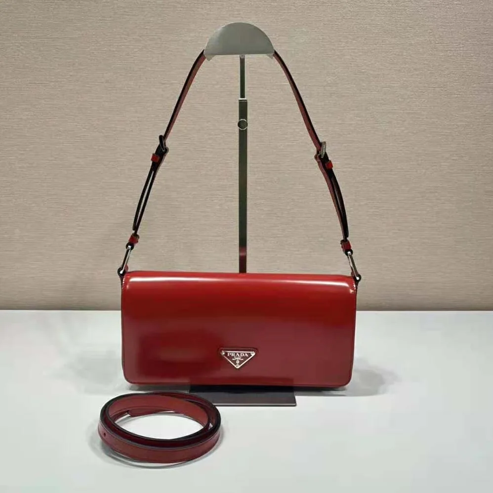 Prada Brushed Leather Prada Femme Bag for Women in Red Prada Brushed Leather Prada Femme Bag for Women in Red