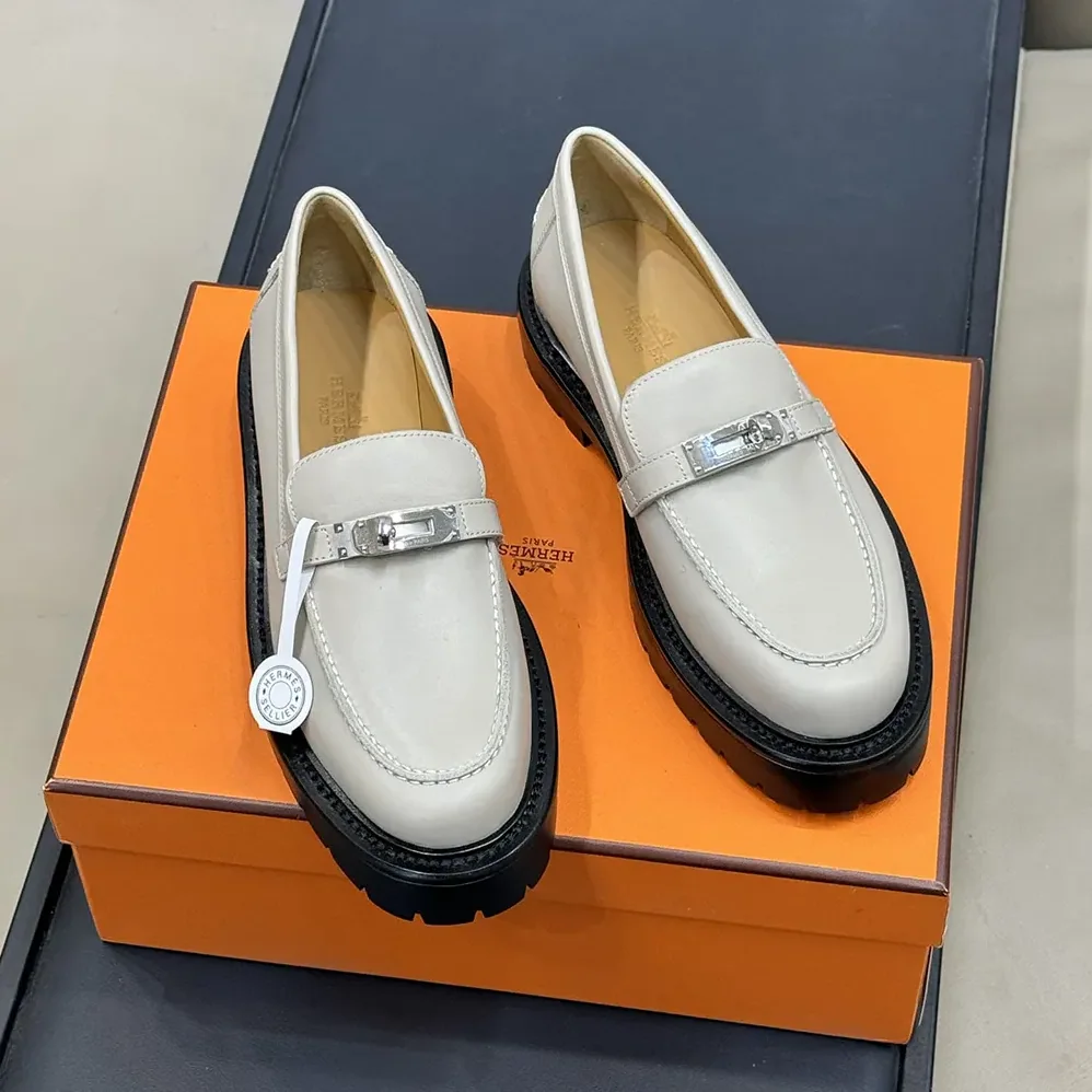 Hermes Icone Loafer in Calfskin for Women in Gray