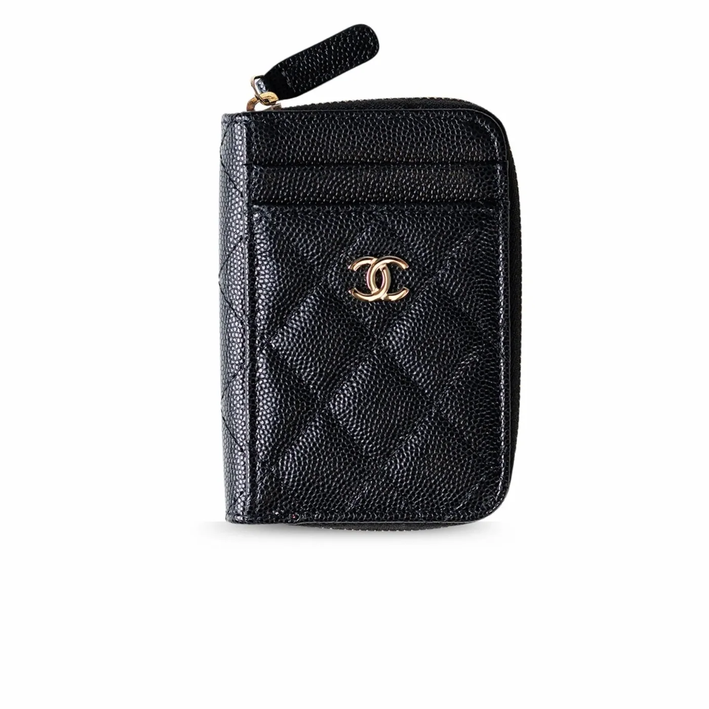 Chanel CO-CO Small Card Holder Wallet Black Gold Hardware /