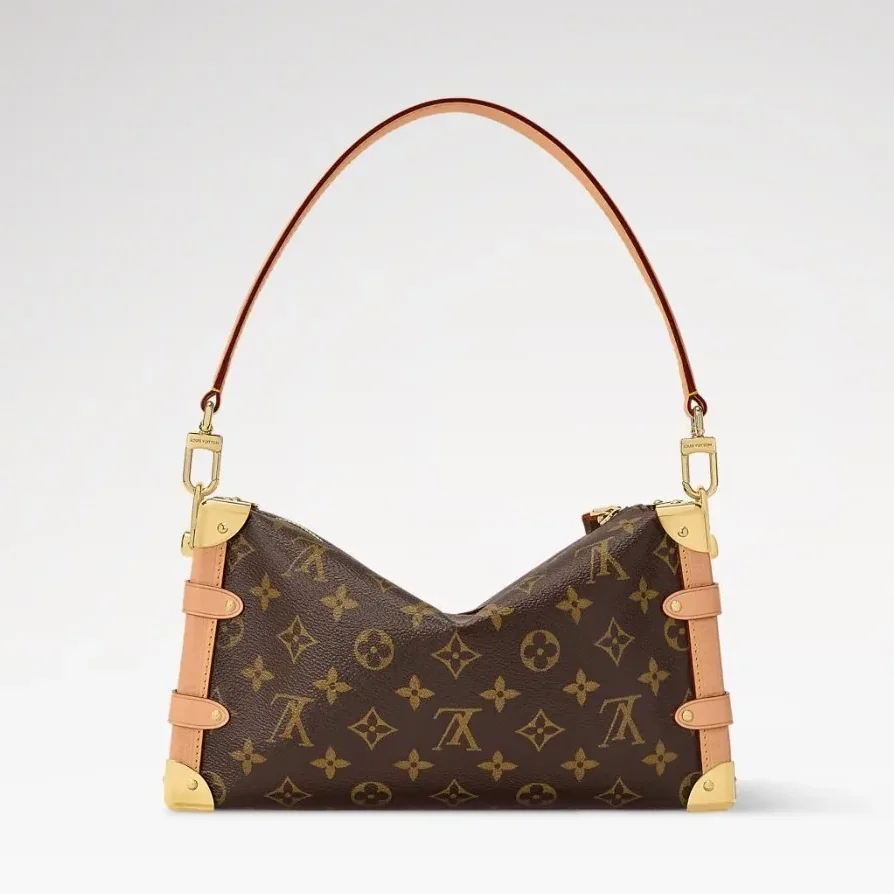 Louis Vuitton Side Trunk MM East West Shoulder Bag in Brown Monogram Gold Hardware
