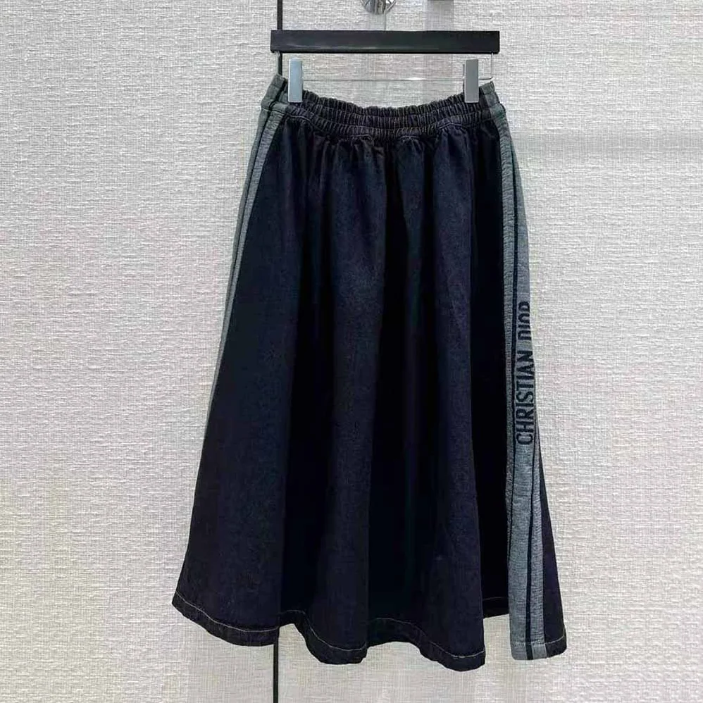 Dior Denim Couture Mid-Length Skirt Deep Blue Lightweight Cotton Denim for Women Dior Denim Couture Mid-Length Skirt Deep Blue Lightweight Cotton Denim for Women