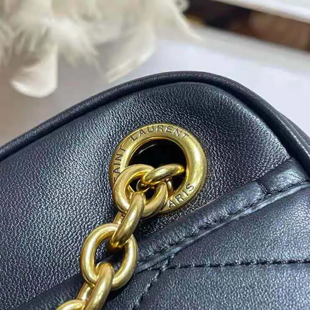 Saint Laurent YSL Le Maillon Small Chain Bag in Quilted Lambskin for Women in Black