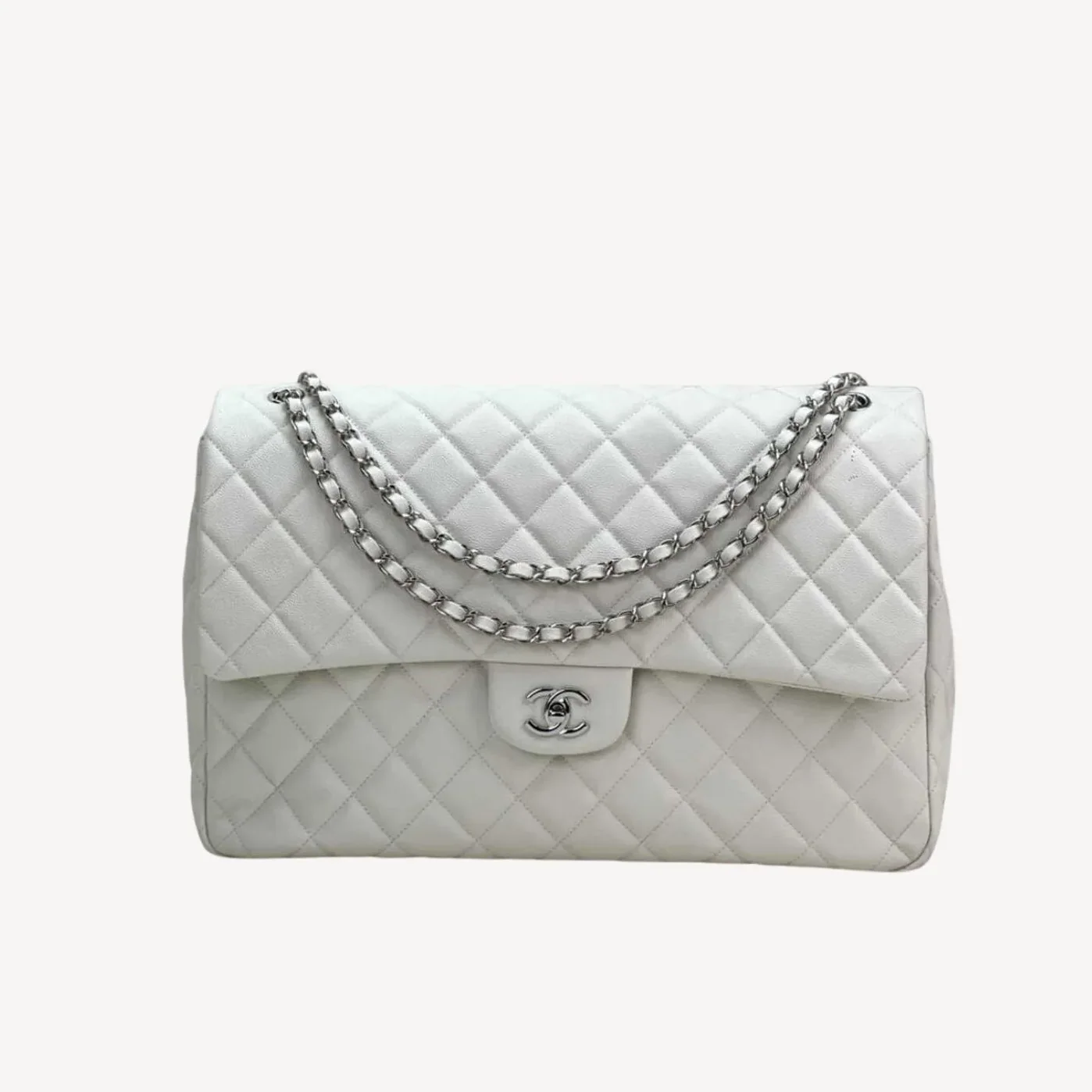 Chanel Airport Bag Silver in White/Black/Grey /