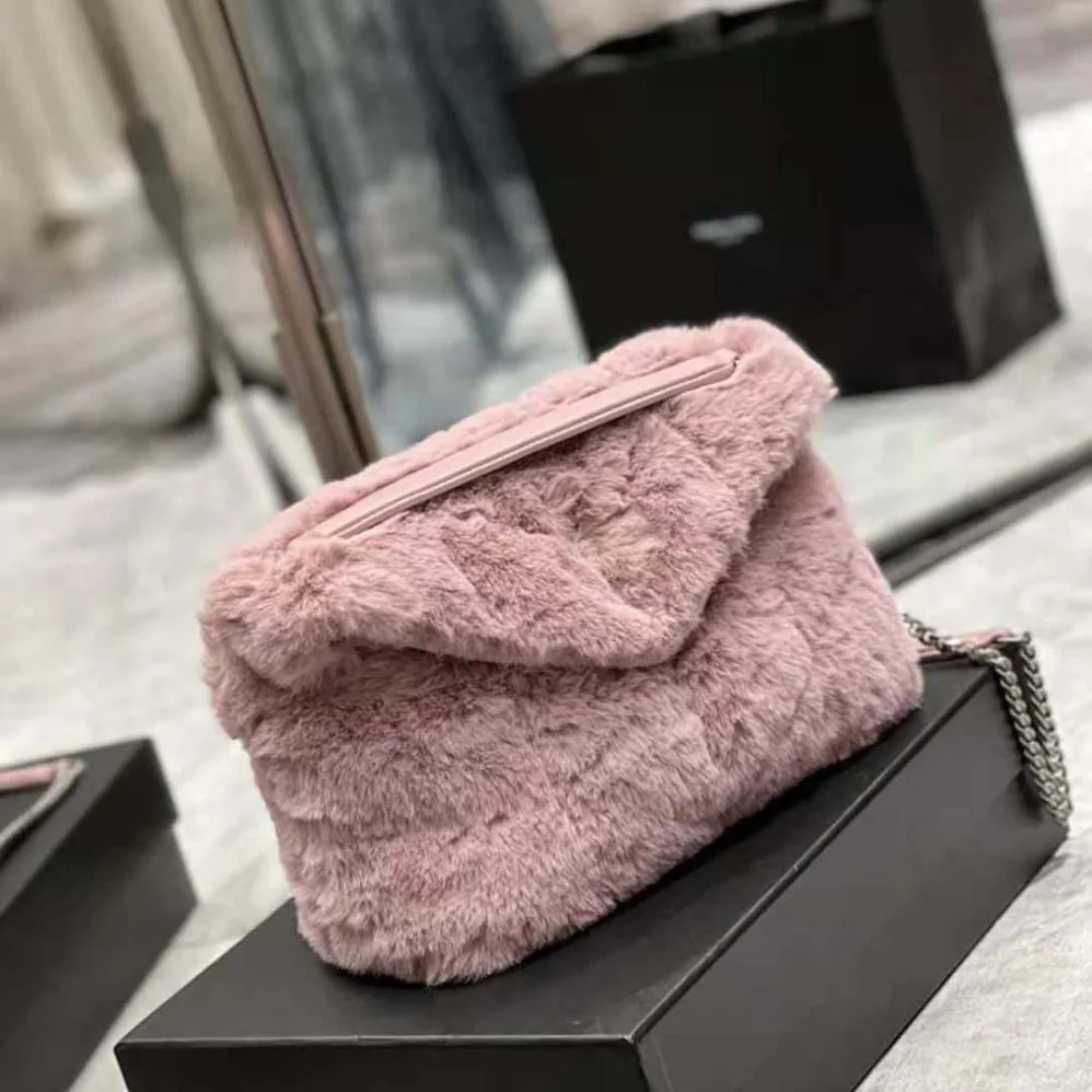 Saint Laurent YSL Puffer Small Bag in Merino Shearling and Lambskin for Women Saint Laurent YSL Puffer Small Bag in Merino Shearling and Lambskin for Women