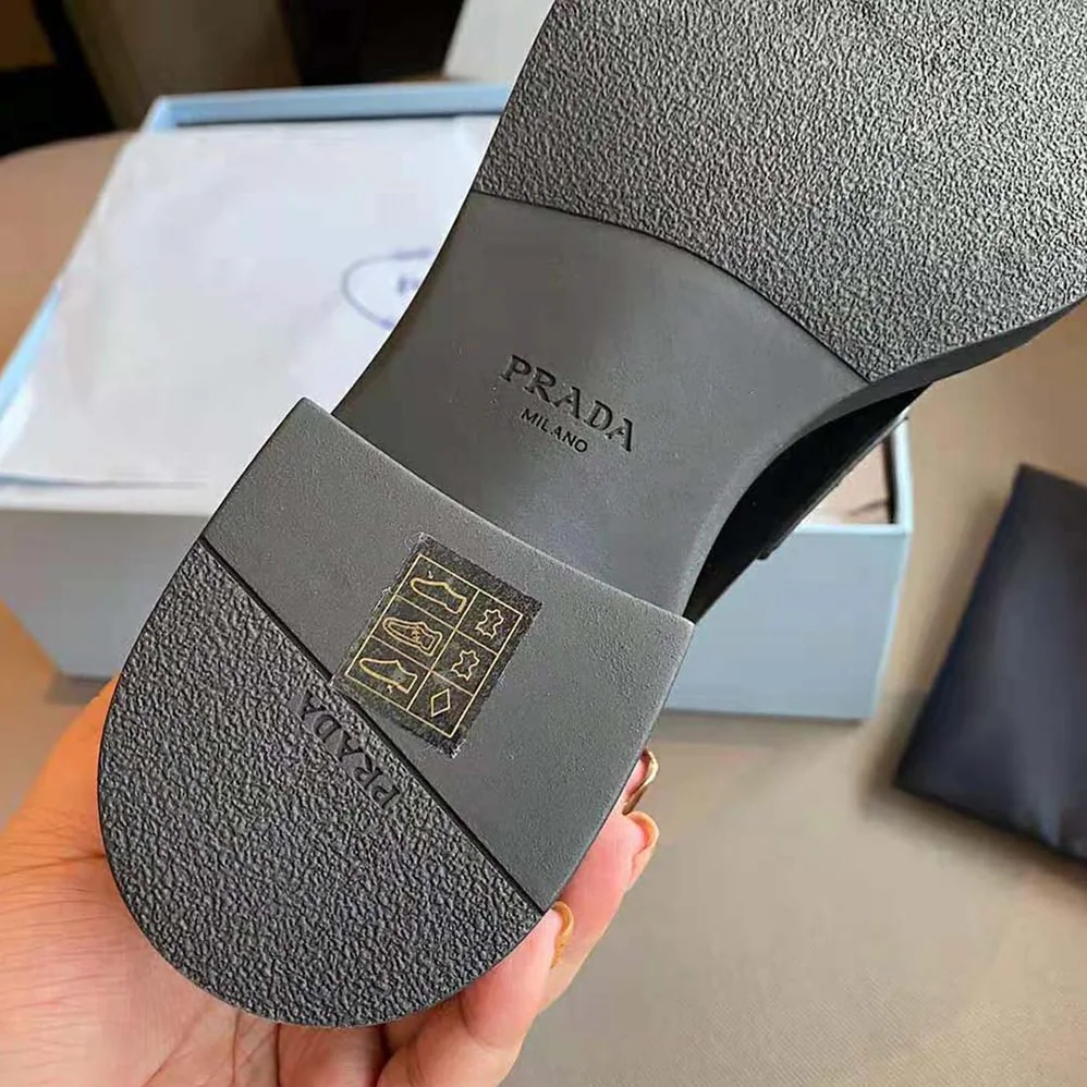Prada Brushed Leather Loafers for Women in Black