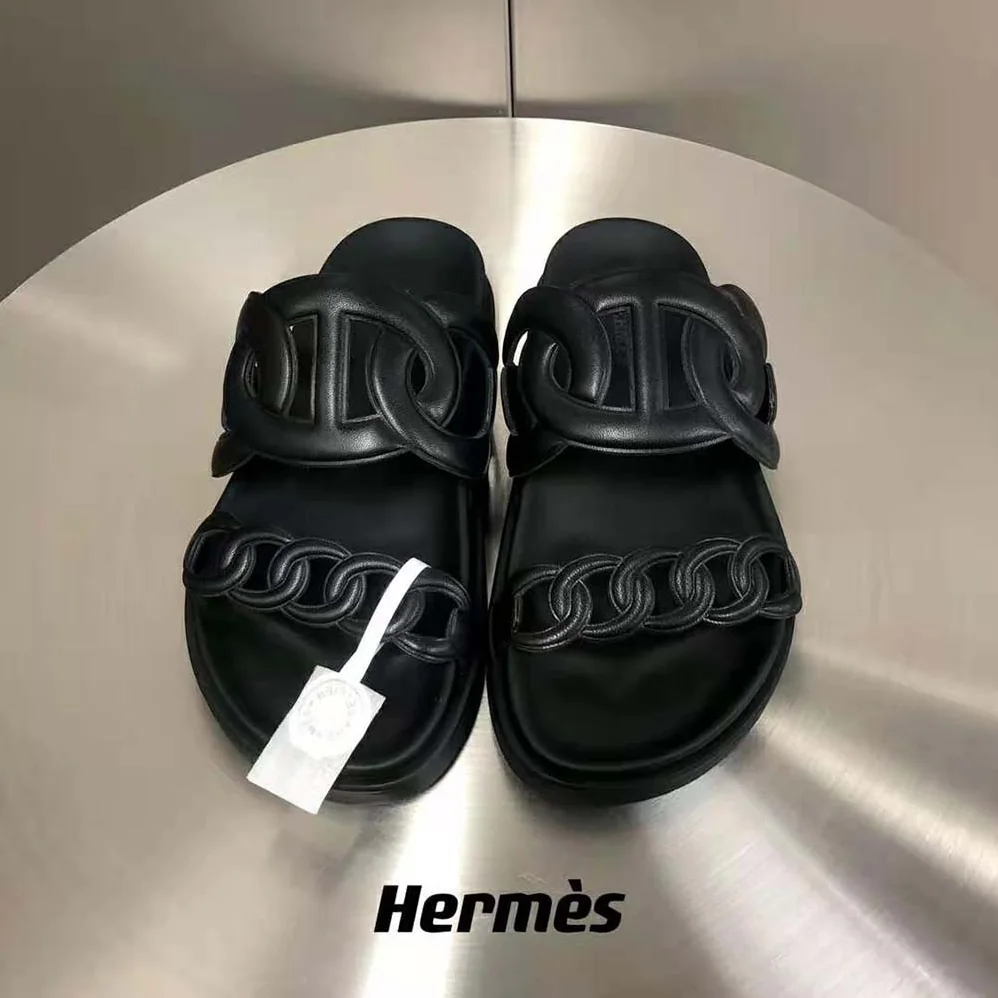 Hermes Extra Sandal in Nappa Leather for Women in Black