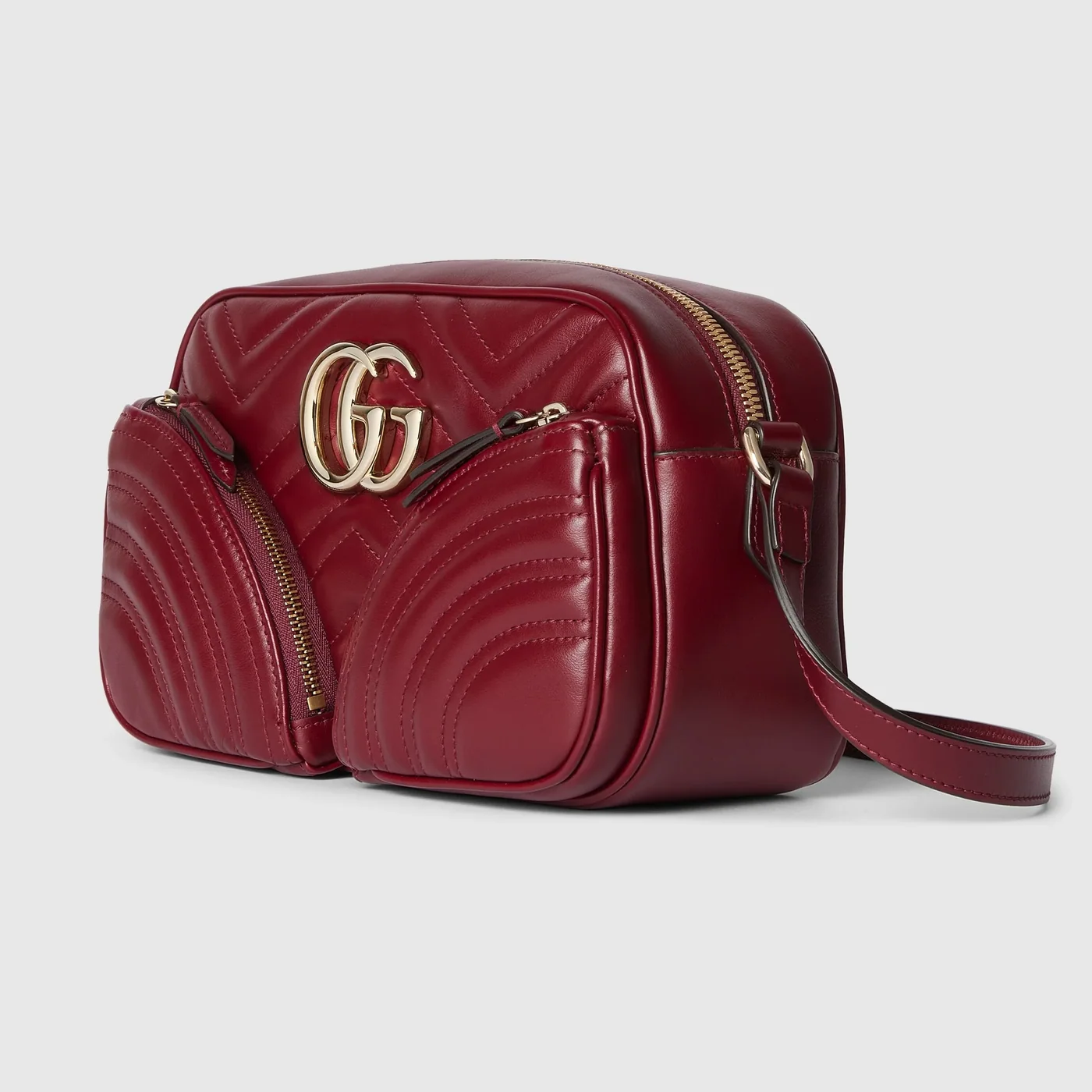 Gucci GG Marmont Small Shoulder Bag in Red Gold Hardware