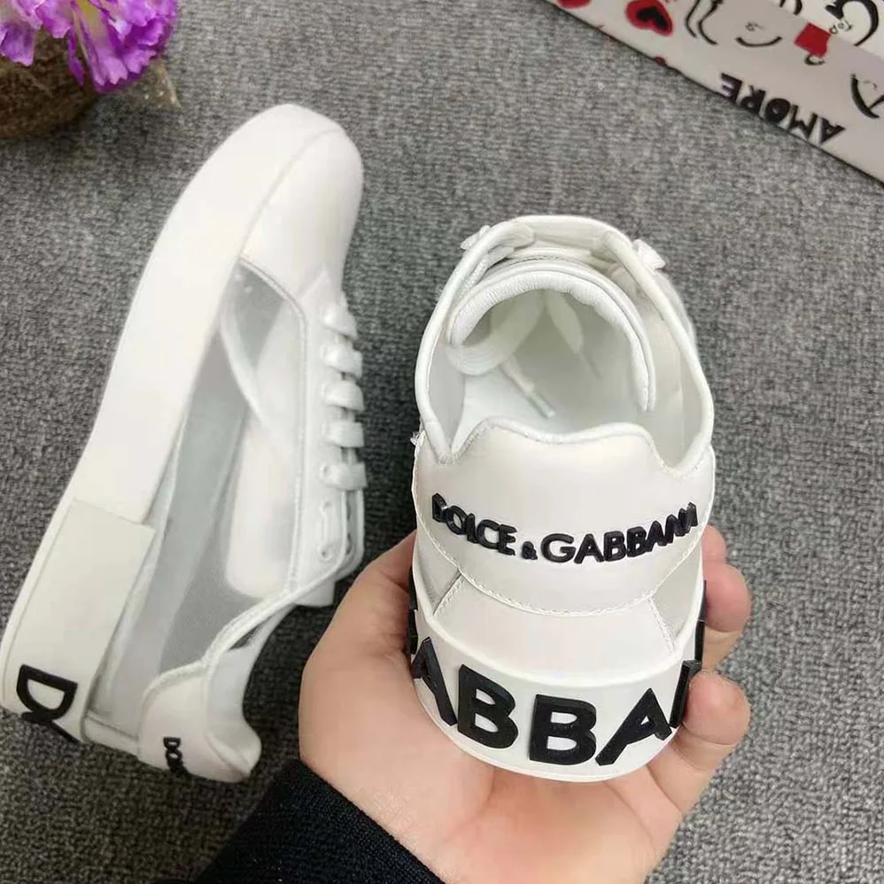 Dolce Gabbana D&G Portofino Sneakers in Nappa Leather and Mesh for Women