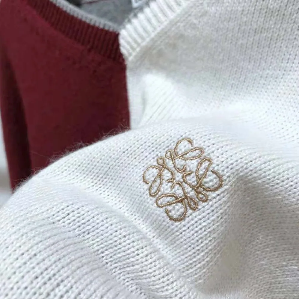 Loewe Anagram Asymmetric Sweater in Wool for Women in Maroon