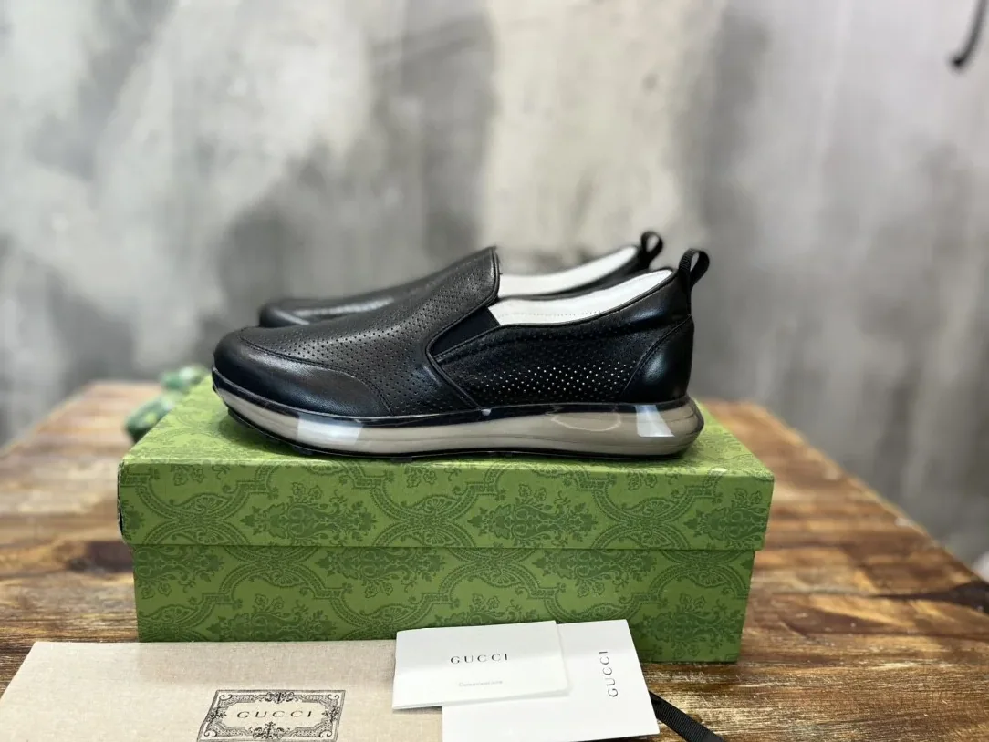 Gucci Perforated Slip On Sneaker Black for Men Gucci Perforated Slip On Sneaker Black for Men