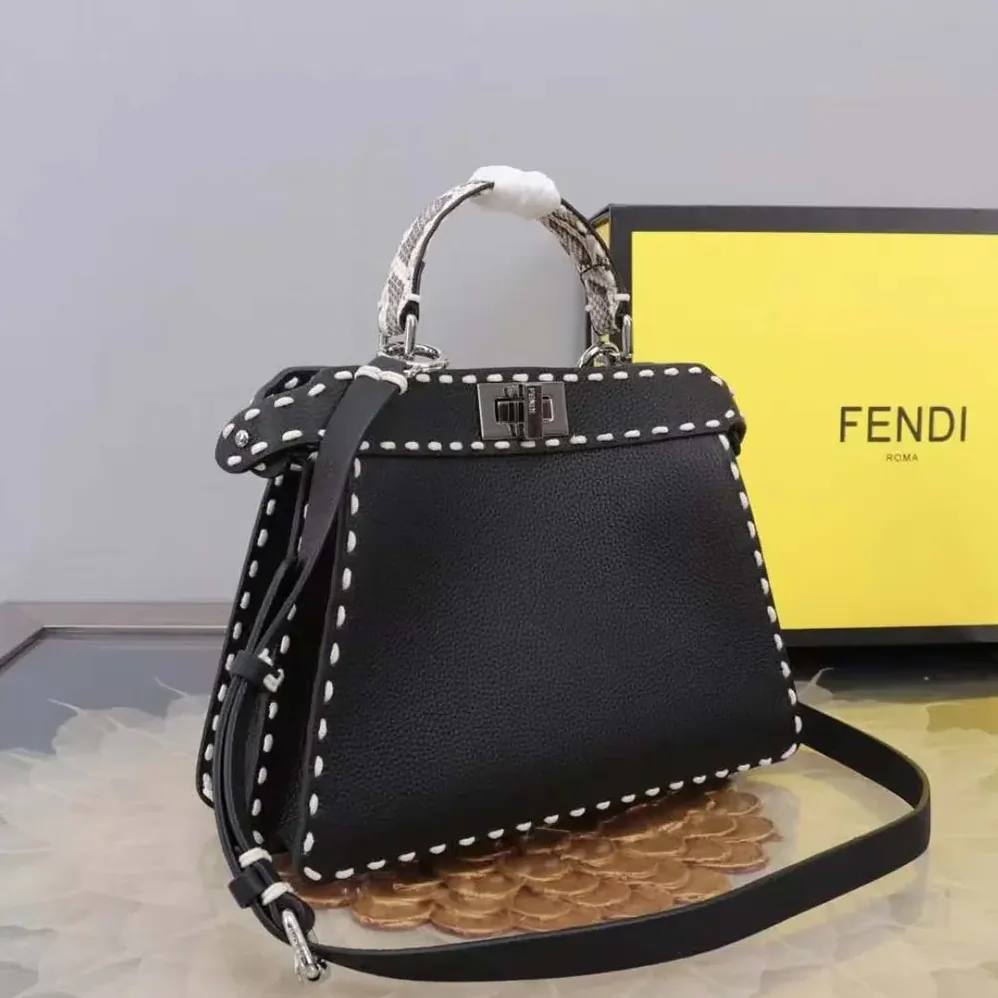 Fendi Peekaboo Iseeu Small Black Selleria Bag for Women Fendi Peekaboo Iseeu Small Black Selleria Bag for Women