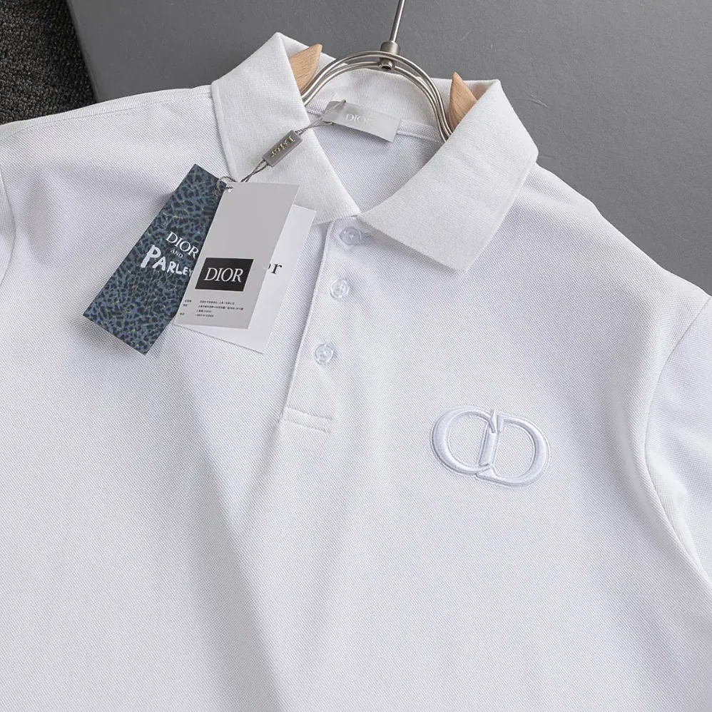Dior CD Icon Polo Shirt White Cotton Piqué for Men
