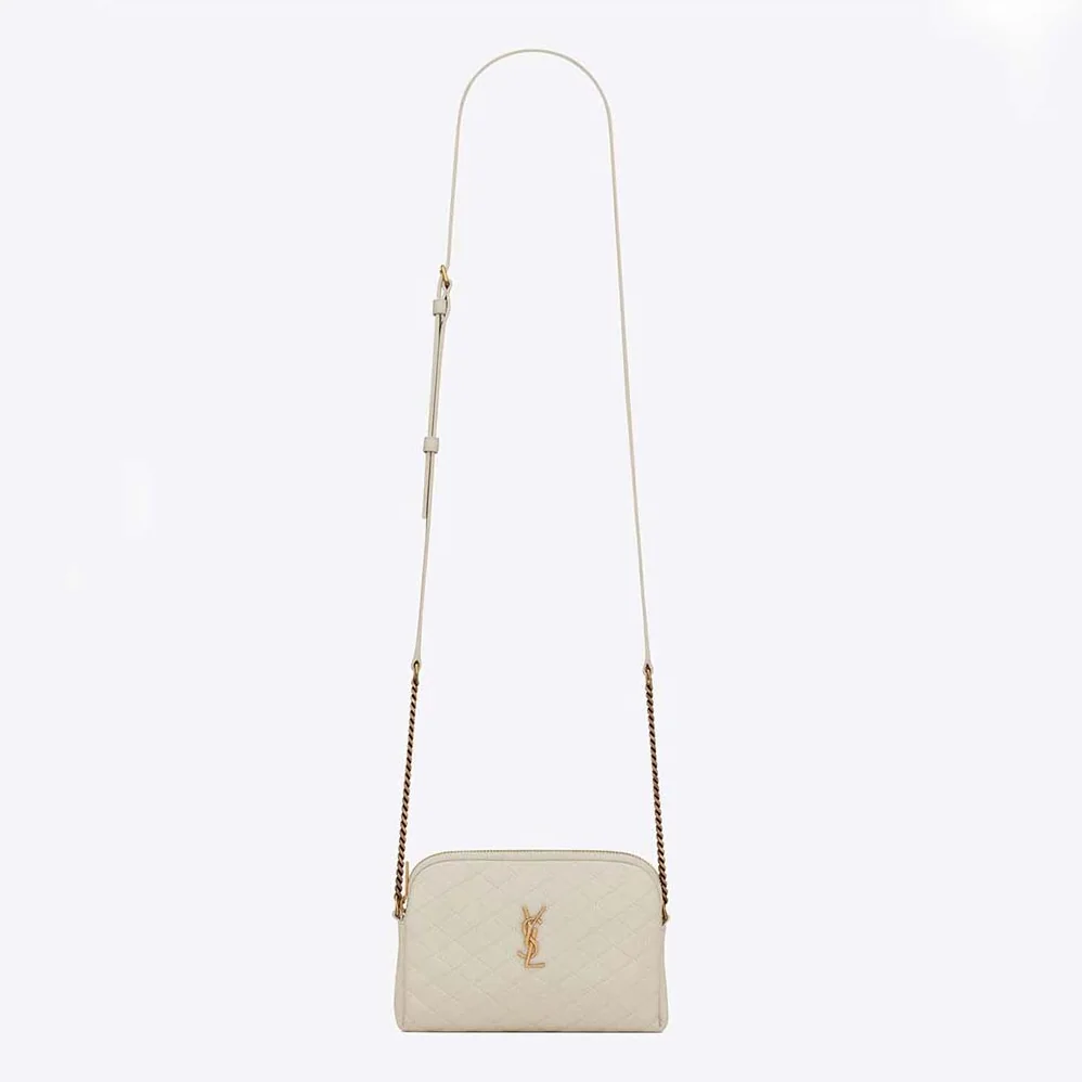 Saint Laurent YSL Gaby Zipped Pouch in Quilted Lambskin for Women in White