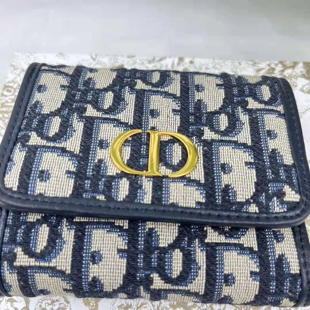 Dior 30 Montaigne Lotus Wallet Blue Dior Oblique Jacquard for Women Dior 30 Montaigne Lotus Wallet Blue Dior Oblique Jacquard for Women