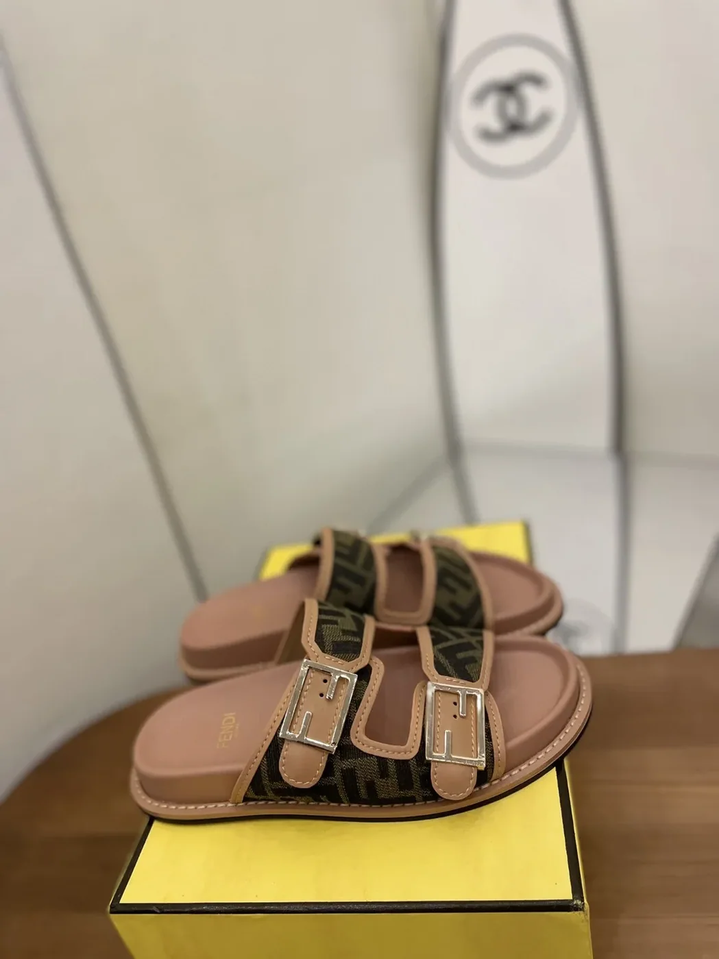 Fendi Feel Slides Dark Pink