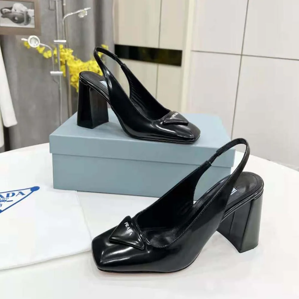 Prada Patent Leather Sling-Back Pumps for Women in Black