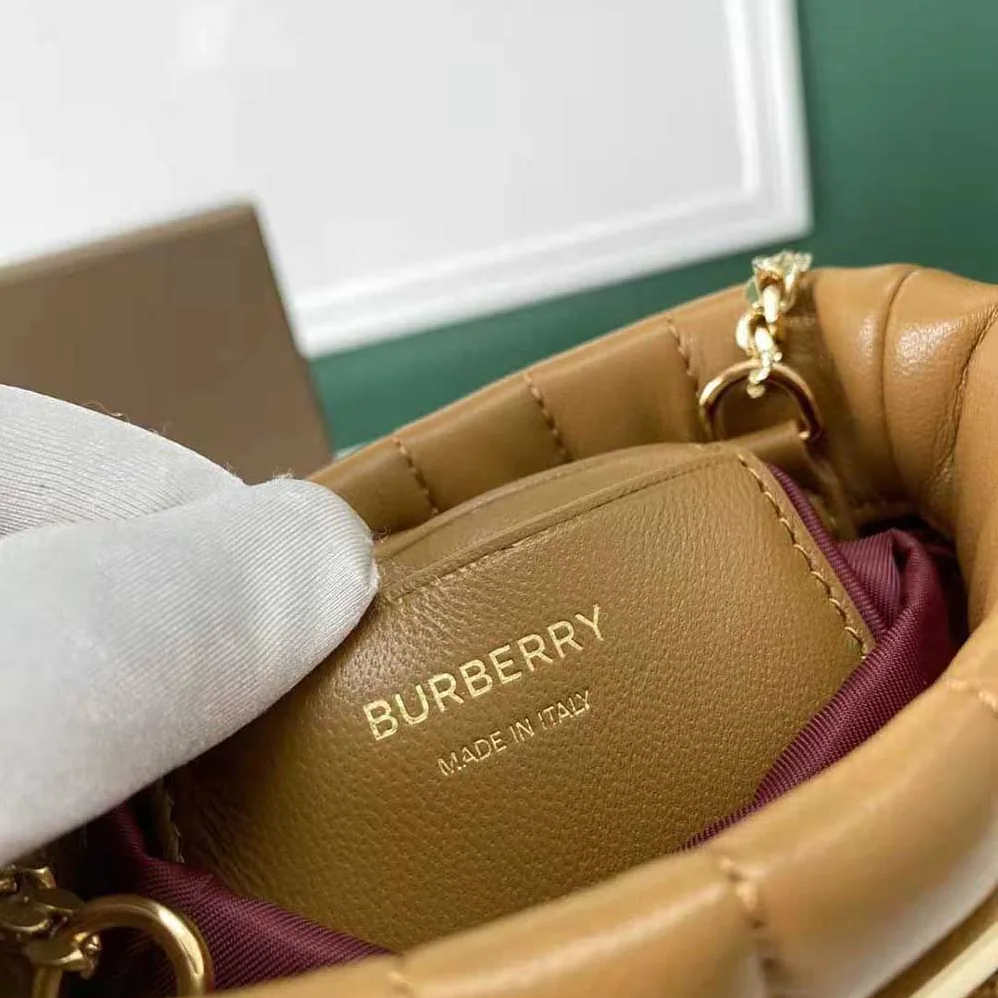 Burberry Micro Quilted Lambskin Lola Bucket Bag for Women in Brown Burberry Micro Quilted Lambskin Lola Bucket Bag for Women in Brown