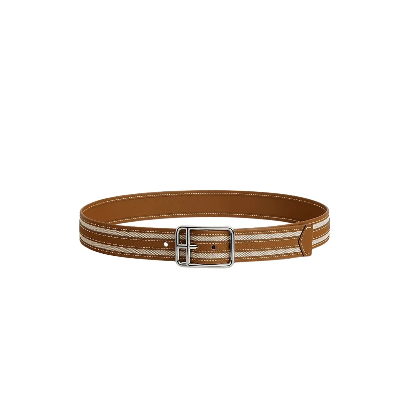 Hermes Half Cod Riviera 38 Reversible Leather Belt Ecru in Beige