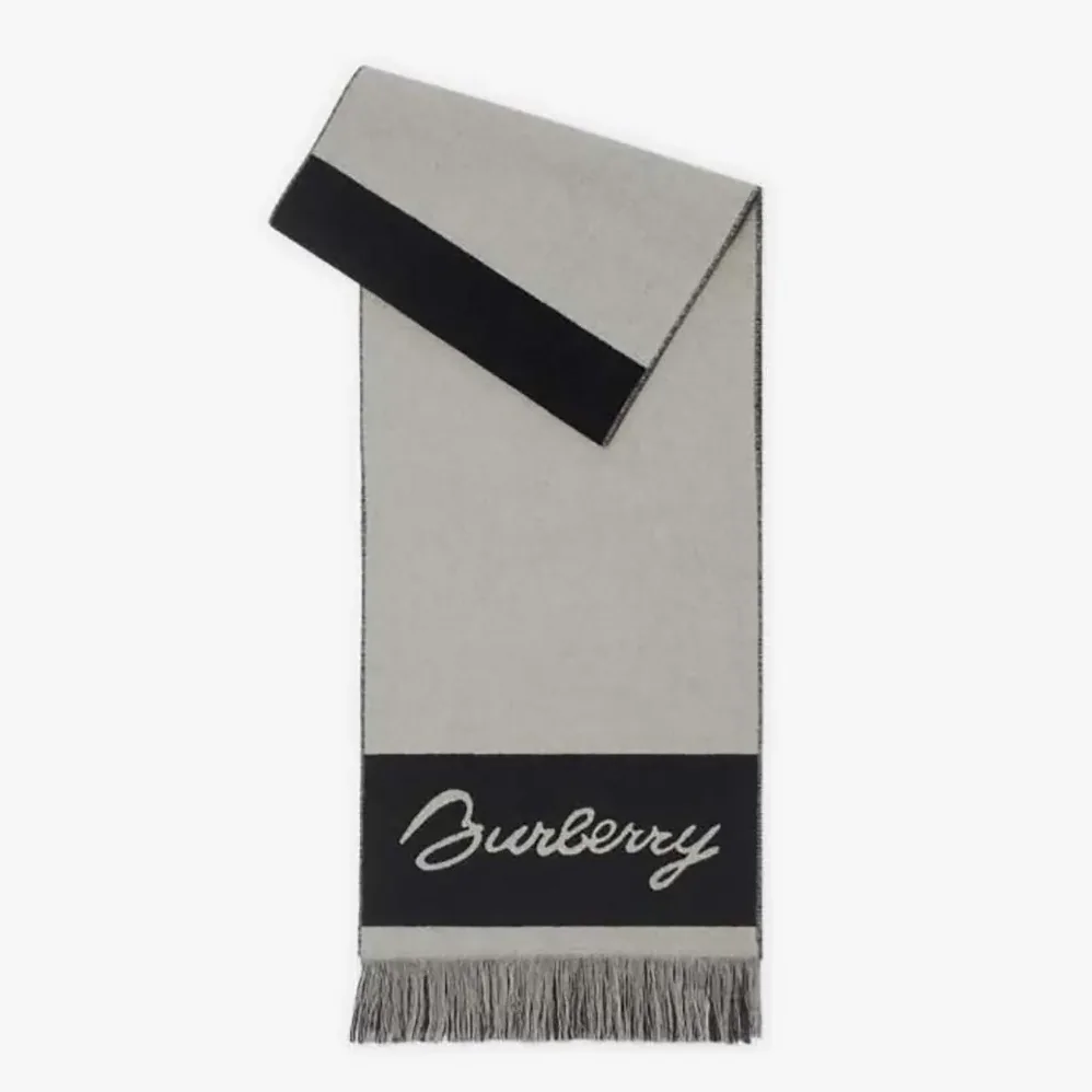 Burberry EKD Logo Wool Scarf for Unisex in Grey