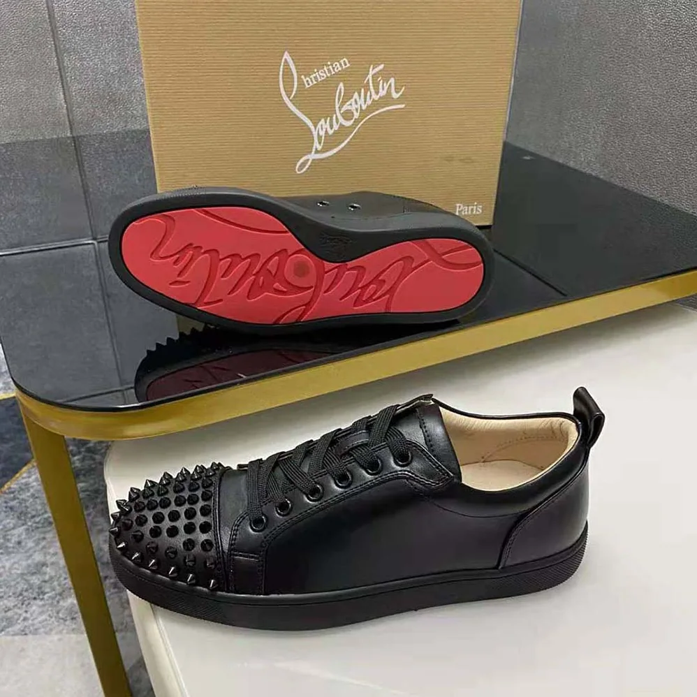 Christian Louboutin Louis Junior Spikes for Men in Black Christian Louboutin Louis Junior Spikes for Men in Black